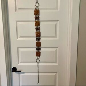 Brown and Brass Studded Slouchy Chain Belt